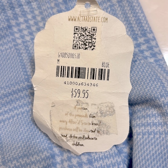 Altar’d State Pleated Mini Skirt Blue and White Plaid Size Medium NWT - Picture 9 of 9